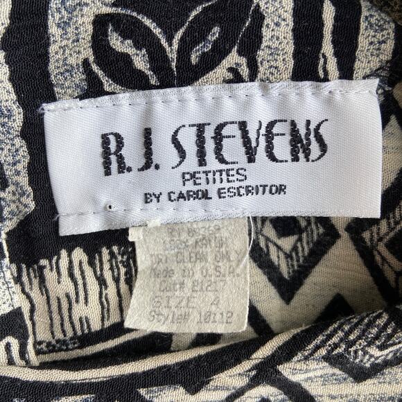 Vintage Abstract Geo Pattern Faux Wrap Dress Made in USA - Women's Size 4 - Picture 4 of 5